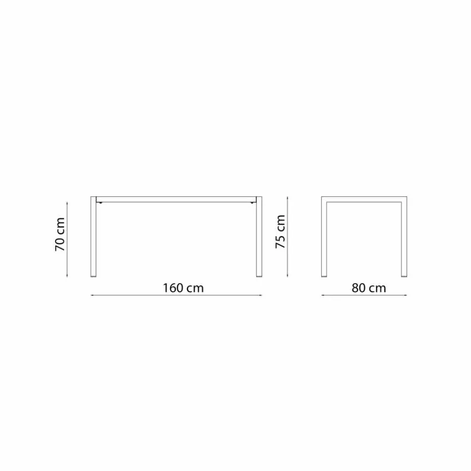 Samopoziomujący prostokątny metalowy stół zewnętrzny Made in Italy - Binda Viadurini