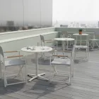 Okrągły stół zewnętrzny o średnicy 75 cm z beżowego aluminium - Brisea Viadurini