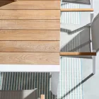 Stół ogrodowy 180x90 cm z aluminiową podstawą i blatem z drewna tekowego - średni Viadurini