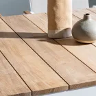 Stół ogrodowy 180x90 cm z aluminiową podstawą i blatem z drewna tekowego - średni Viadurini