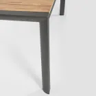 Stół ogrodowy 180x90 cm z aluminiową podstawą i blatem z drewna tekowego - średni Viadurini