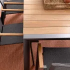 Stół ogrodowy 180x90 cm z aluminiową podstawą i blatem z drewna tekowego - średni Viadurini