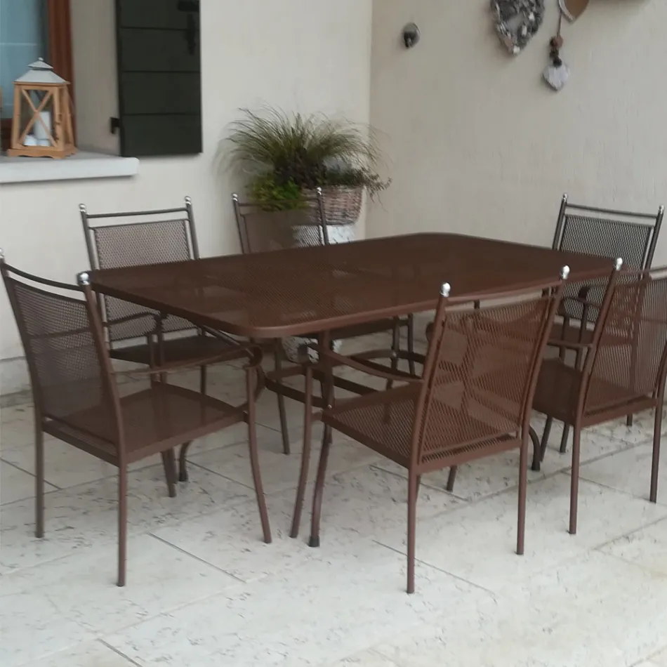 180 cm metalowy stół ogrodowy z siatki, wyprodukowany we Włoszech - Lirion Viadurini