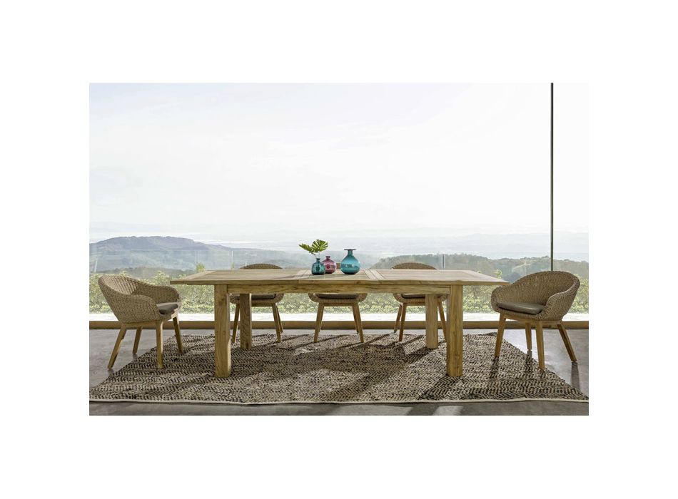 Rozkładany stół ogrodowy do 260 cm w drewnie, 8 miejsc Homemotion - Gismondo Viadurini