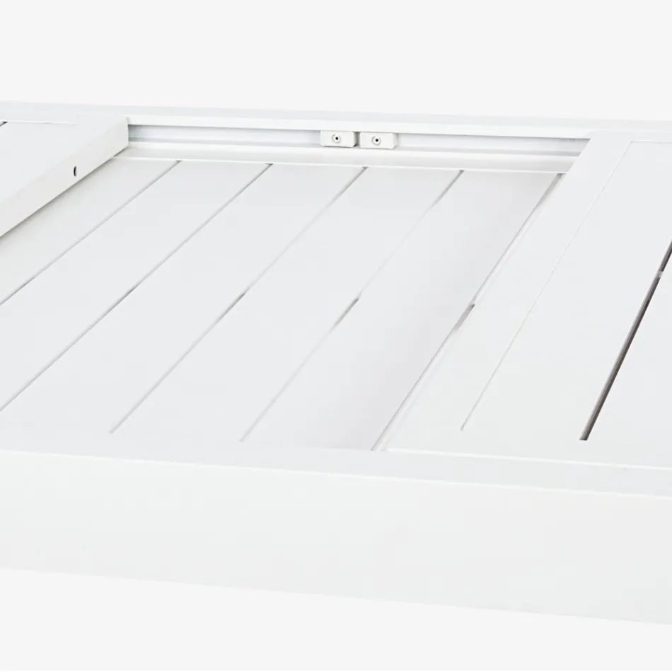 Rozkładany stół ogrodowy do 240 cm z aluminium w kolorze białym lub taupe - Franz Viadurini
