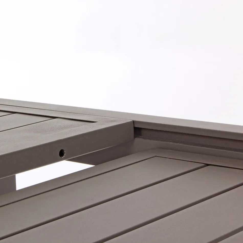 Rozkładany stół ogrodowy do 240 cm z aluminium w kolorze białym lub taupe - Franz Viadurini