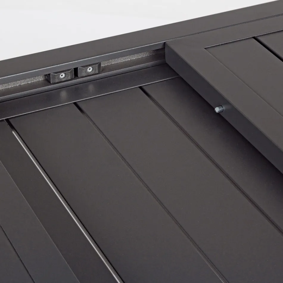 Rozkładany stół ogrodowy do 240 cm z aluminium w kolorze białym lub taupe - Franz Viadurini