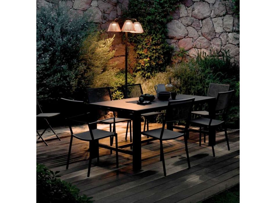 Rozkładany stół ogrodowy z malowanego galwanizowanego żelaza Made in Italy - Woody Viadurini