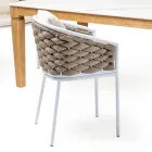 Stół ogrodowy z 4 krzesłami z aluminium i tkaniny - Artes Viadurini