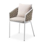 Stół ogrodowy z 4 krzesłami z aluminium i tkaniny - Artes Viadurini