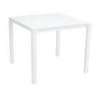 Stół ogrodowy z malowaną aluminiową konstrukcją i szklanym blatem - Salim Viadurini