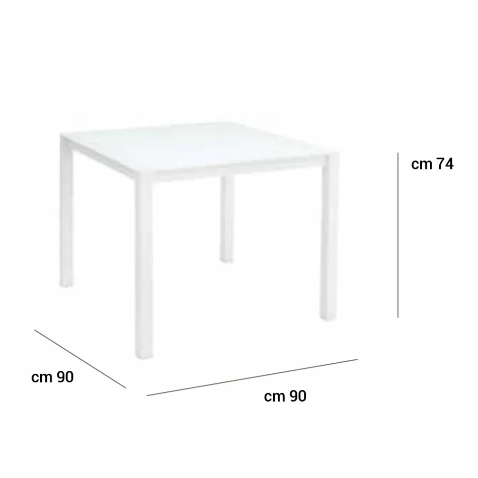 Stół ogrodowy z malowaną aluminiową konstrukcją i szklanym blatem - Salim Viadurini