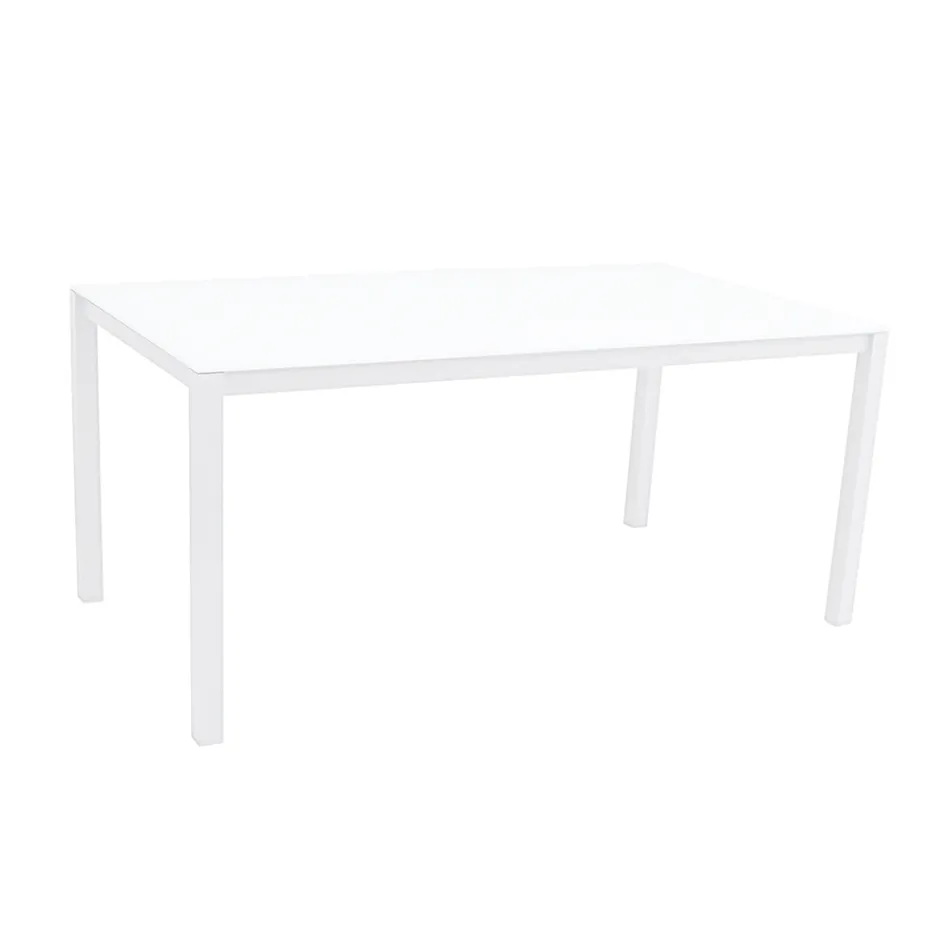 Stół ogrodowy z malowaną aluminiową konstrukcją i szklanym blatem - Salim Viadurini