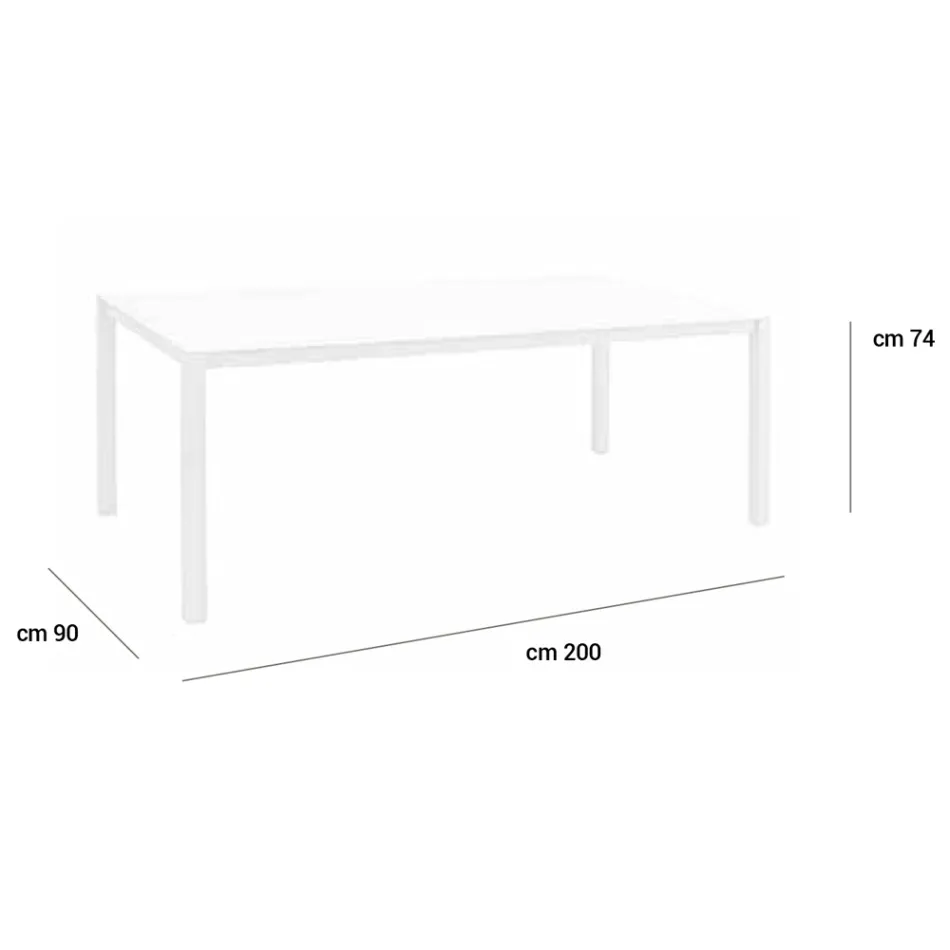 Stół ogrodowy z malowaną aluminiową konstrukcją i szklanym blatem - Salim Viadurini