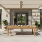 Stół ogrodowy o strukturze szczotkowanego naturalnego drewna tekowego - Artes Viadurini