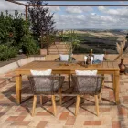 Stół ogrodowy o strukturze szczotkowanego naturalnego drewna tekowego - Artes Viadurini