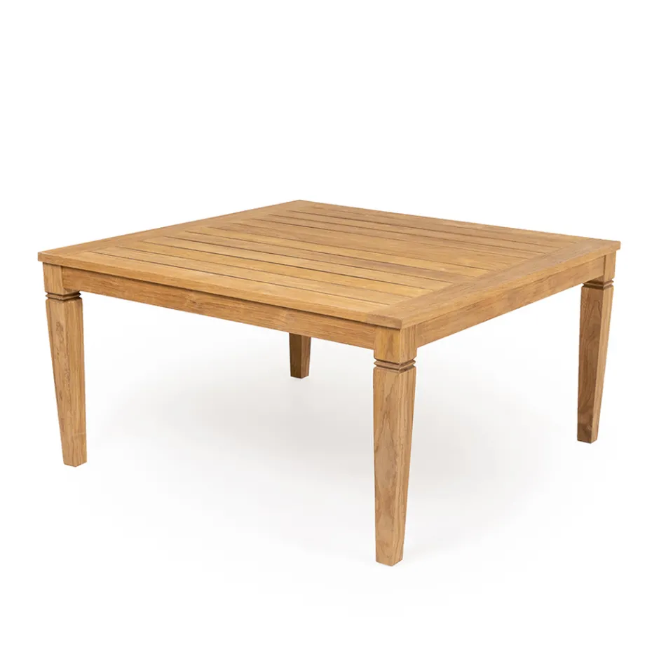 Stół ogrodowy o strukturze szczotkowanego naturalnego drewna tekowego - Artes Viadurini