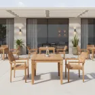 Stół ogrodowy o strukturze szczotkowanego naturalnego drewna tekowego - Artes Viadurini