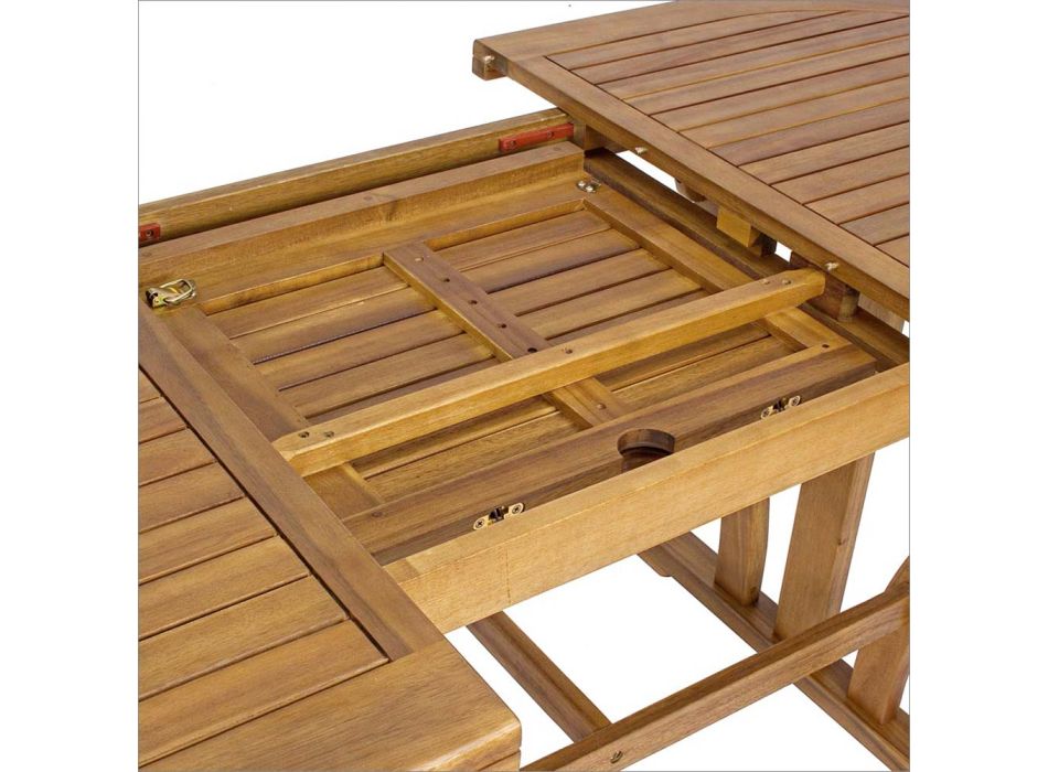 Rozkładany designerski stół ogrodowy do 200 cm owalny z drewna - Roxen Viadurini