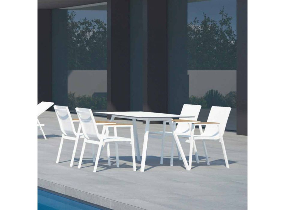 Stół ogrodowy z białego aluminium i laminatu nowoczesny design - Oceania2 Viadurini