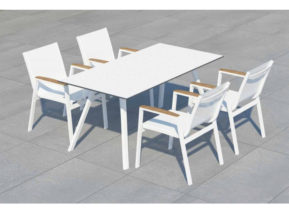Stół ogrodowy z białego aluminium i laminatu nowoczesny design - Oceania2 Viadurini