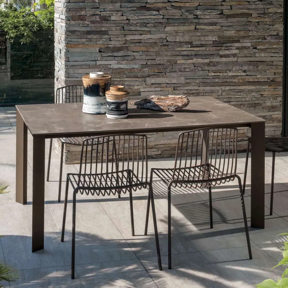 Stół ogrodowy HPL z aluminiową konstrukcją Made in Italy - Carl Viadurini