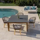 Stół ogrodowy z naturalnego drewna tekowego i ceramicznego blatu - Artes Viadurini