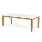 Stół ogrodowy z naturalnego drewna tekowego i ceramicznego blatu - Artes Viadurini