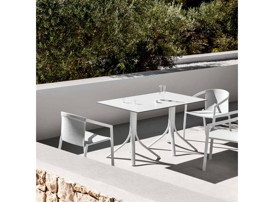 Luksusowy stół ogrodowy z aluminium i HPL w kolorze białym lub brązu - Filomena Viadurini