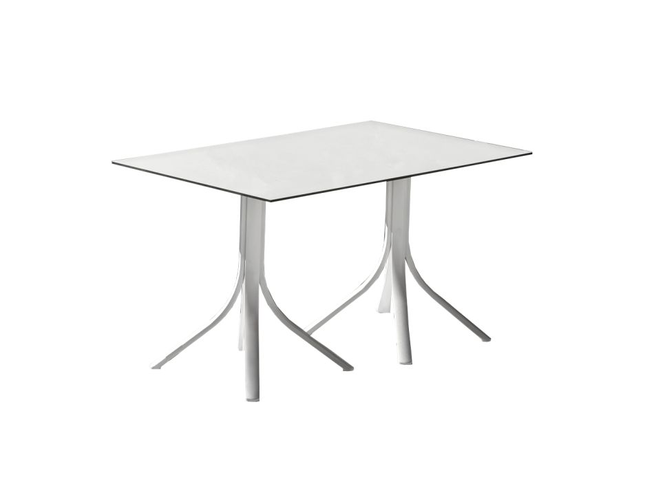Luksusowy stół ogrodowy z aluminium i HPL w kolorze białym lub brązu - Filomena Viadurini