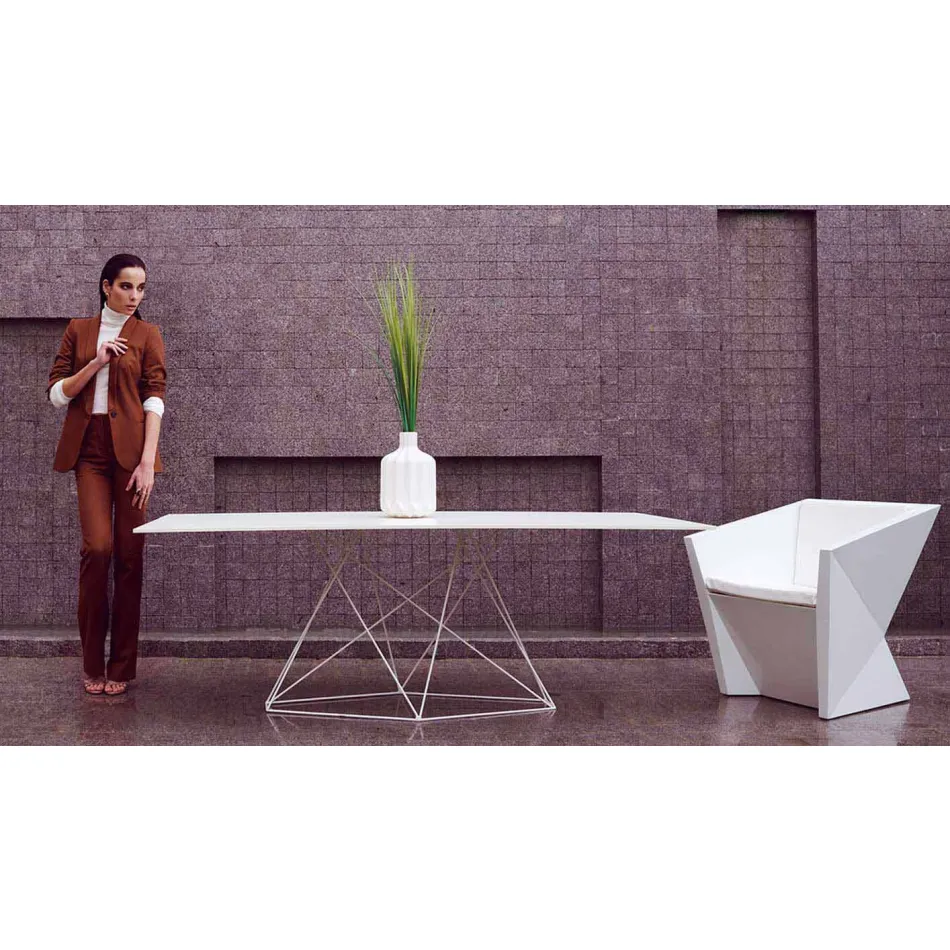 Nowoczesny stół ogrodowy z polipropylenu i stali nierdzewnej Faz Vondom Viadurini