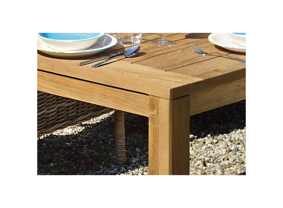 Stół ogrodowy z nowoczesnego drewna tekowego z recyklingu - Gudrun Viadurini