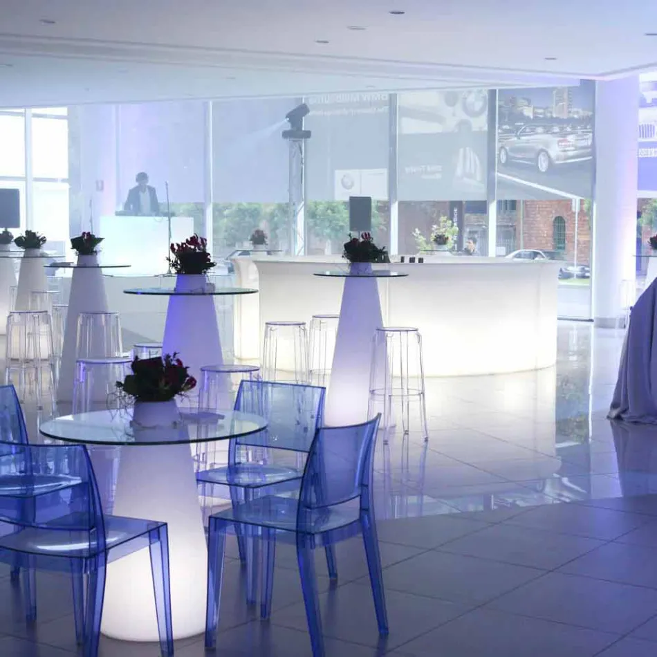 Szkło polietylenowe ze szkła stołowego Bright Indoor Table Slide Peak (H80) wyprodukowane we Włoszech Viadurini