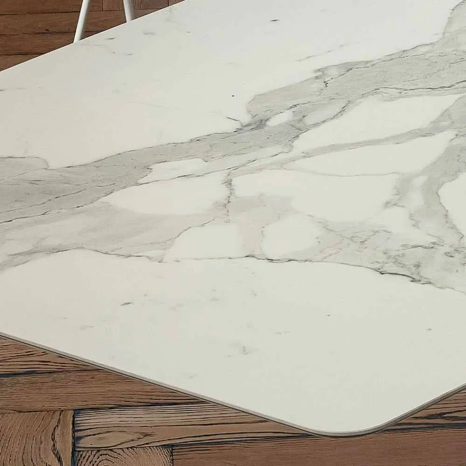 Stół do jadalni z beczki z laminatu i syntetycznego marmuru Made in Italy - Brontolo Viadurini