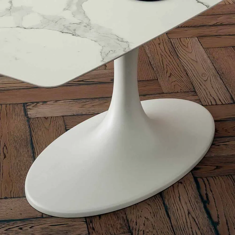 Stół do jadalni z beczki z laminatu i syntetycznego marmuru Made in Italy - Brontolo Viadurini