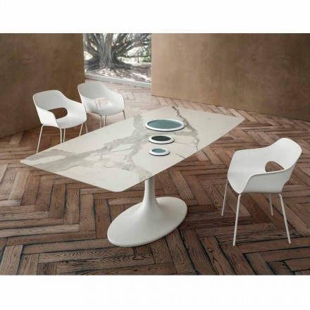 Stół do jadalni z beczki z laminatu i syntetycznego marmuru Made in Italy - Brontolo Viadurini