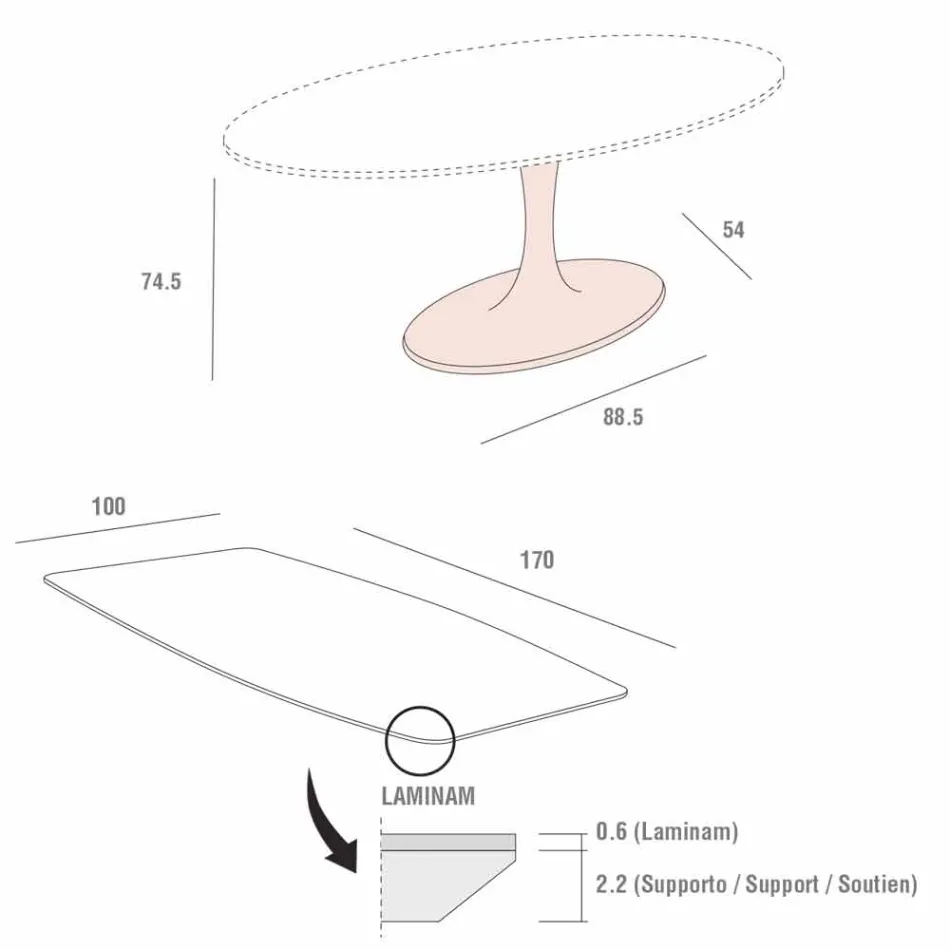 Stół do jadalni z beczki z laminatu i syntetycznego marmuru Made in Italy - Brontolo Viadurini
