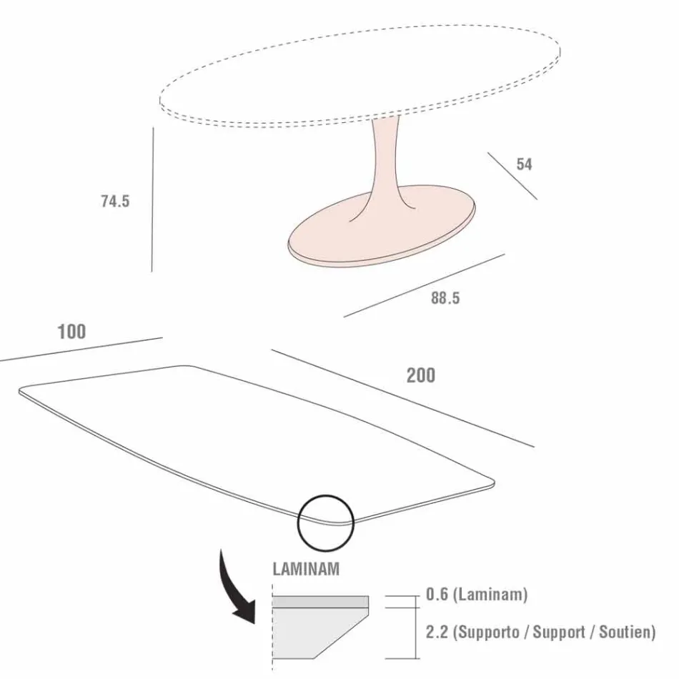 Stół do jadalni z beczki z laminatu i syntetycznego marmuru Made in Italy - Brontolo Viadurini