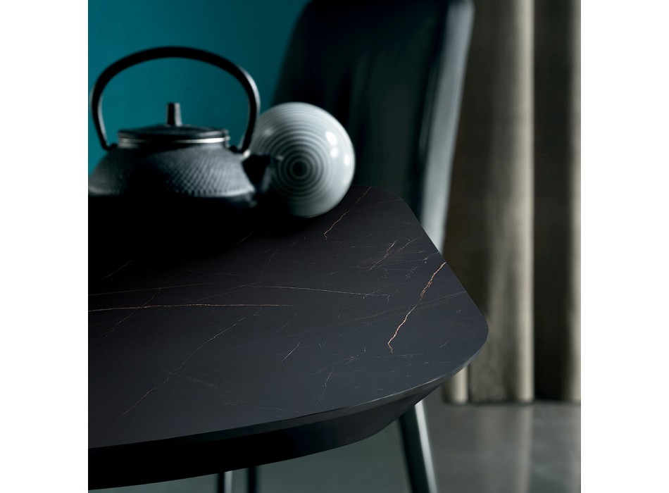 Stół do jadalni w kształcie beczki z laminatu imitującego marmur Made in Italy - Grotta Viadurini