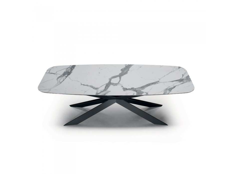 Stół do jadalni w kształcie beczki z laminatu imitującego marmur Made in Italy - Grotta Viadurini
