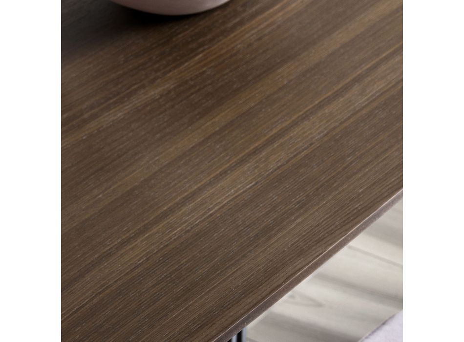 Stół do jadalni z beczki z drewna i czarnego metalu Made in Italy - Alfero Viadurini