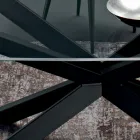 Stół do jadalni w kształcie beczki ze szkła i stali Made in Italy - Cave Viadurini