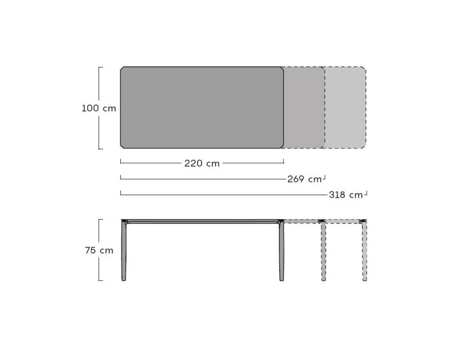 Rozkładany stół do jadalni na zewnątrz 318 cm z aluminium i kamionki - Filomena Viadurini