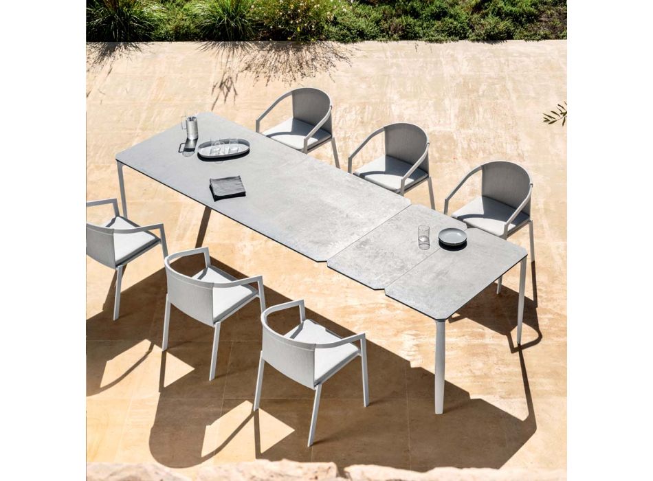 Rozkładany stół do jadalni na zewnątrz 318 cm z aluminium i kamionki - Filomena Viadurini