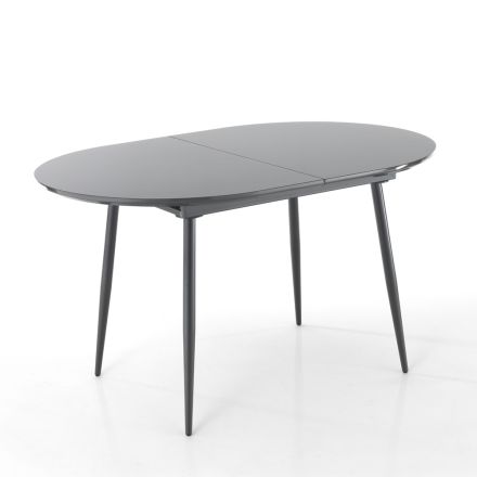 Stół do jadalni rozkładany do 160 cm w Mdf i szarym metalu - Carmel Viadurini