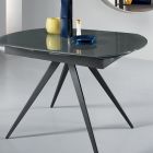 Stół do jadalni rozkładany do 180 cm ze szkła i malowanego metalu - Beatriz Viadurini