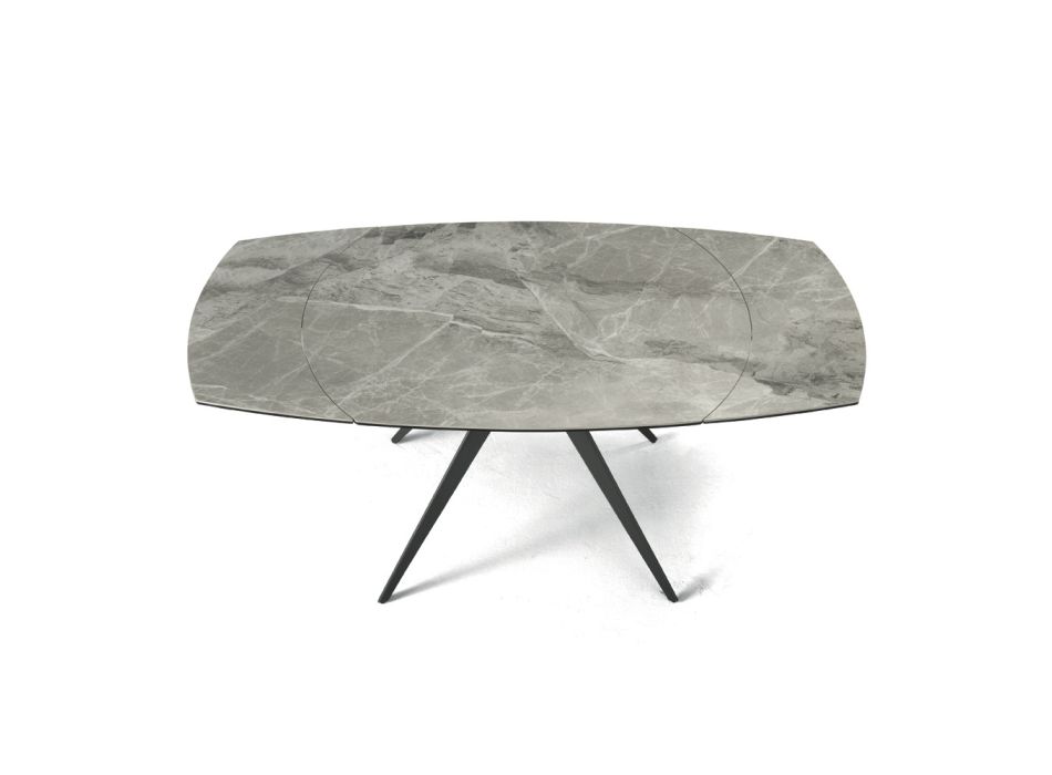 Stół do jadalni rozkładany do 180 cm w grès z metalową podstawą - Beatriz Viadurini