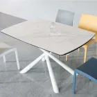 Rozkładany stół jadalny (200/230 cm) ze szkła ceramicznego i metalu - Naisha Viadurini