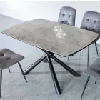 Rozkładany stół jadalny (200/230 cm) ze szkła ceramicznego i metalu - Naisha Viadurini