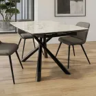 Rozkładany stół jadalny (200/230 cm) ze szkła ceramicznego i metalu - Naisha Viadurini